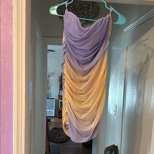 Purple and Beige Draped Dress